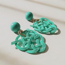 珍珠凸圓形和mizuhashi耳環（耳環多變）顏色：薄荷綠 第2張的照片