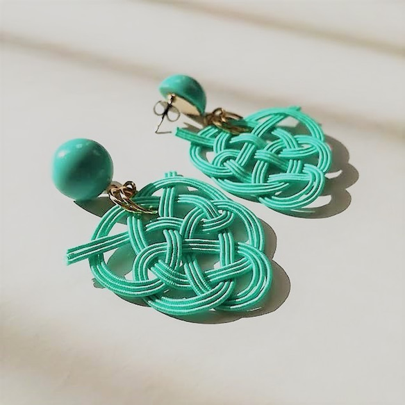 珍珠凸圓形和mizuhashi耳環（耳環多變）顏色：薄荷綠 第3張的照片
