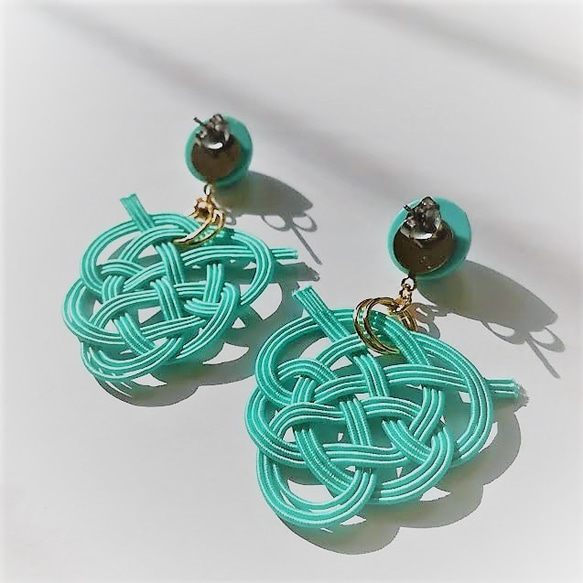 珍珠凸圓形和mizuhashi耳環（耳環多變）顏色：薄荷綠 第4張的照片