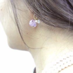 成人可愛的水引耳環：紫 第2張的照片