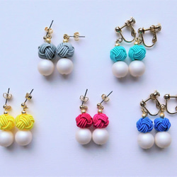 Mizuhiki Kororin耳環/絲質珍珠耳環 第2張的照片