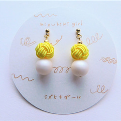 Mizuhiki Kororin耳環/絲質珍珠耳環 第8張的照片