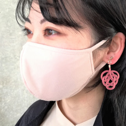 水引：tie earrings　結びの耳飾り（Color:テラコッタ） 3枚目の画像