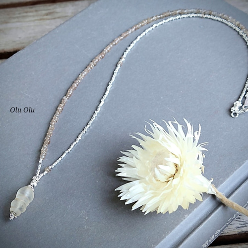 古代水晶×古色アンティークビーズ×カレンシルバーのネックレス  