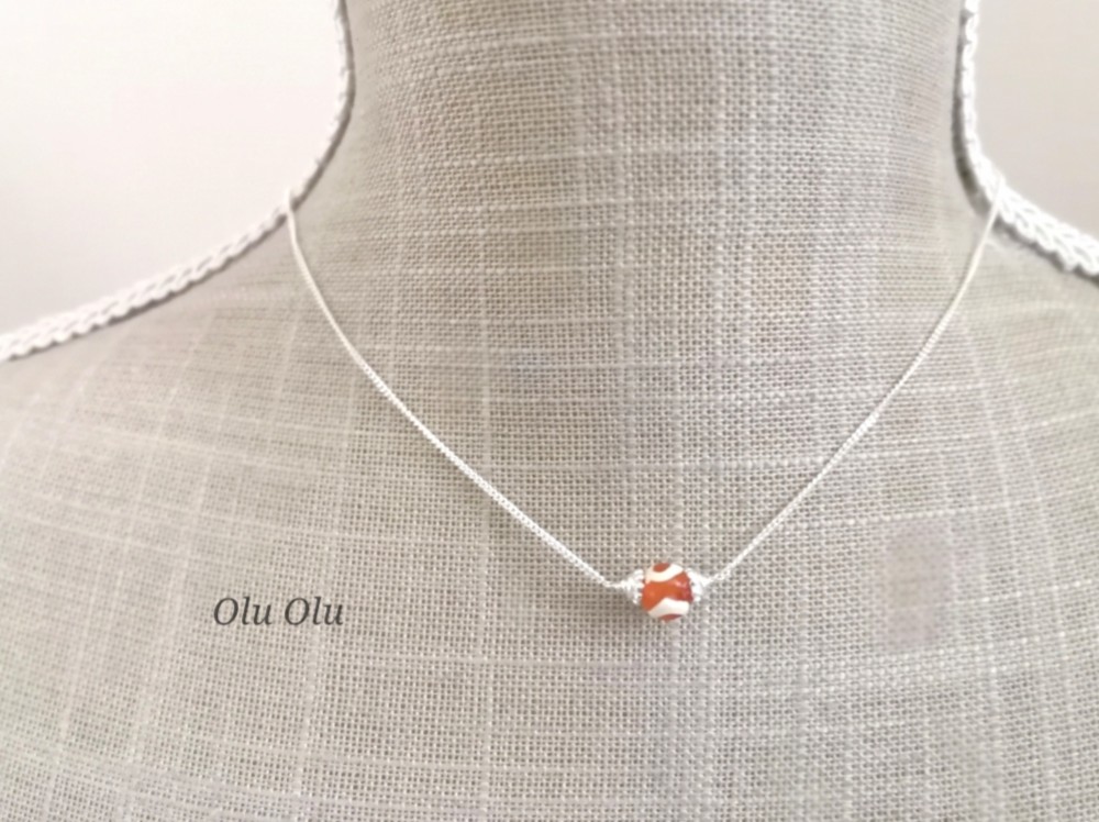 エッチドカーネリアンのシンプルネックレス