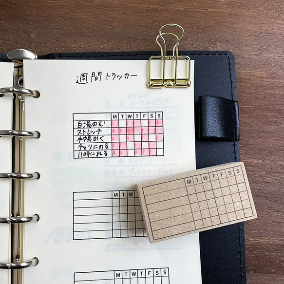 手帳スタンプ 週間トラッカー 英語ver（b-016）はんこ ハンコ 3枚目の画像