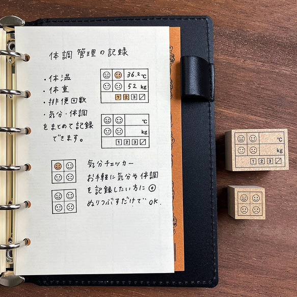 筆記本印章 身體狀況管理記錄（體溫、體重、情緒、排便）（b-055）Hanko Hanko 第4張的照片