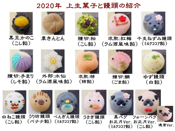 2020年干支饅頭と上生菓子箱詰め１０個入（人気動物饅頭入り） 3枚目の画像