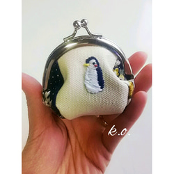 帆布刺繍 ペンギン物語 冬支度ハンドメイド2016 2枚目の画像