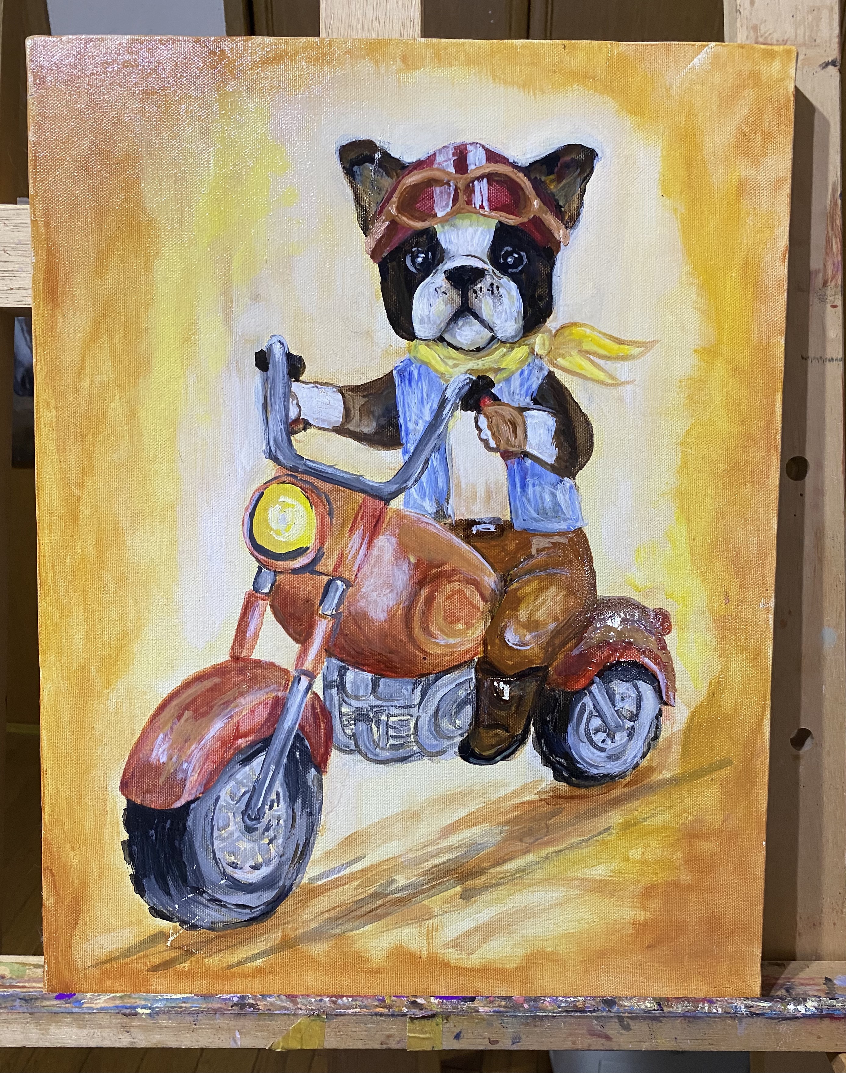 原画 after dinner 2016 フレンチブルドック 絵画 現代アート 原画 after dinner 2016 フレンチブルドック 絵画 現代アート