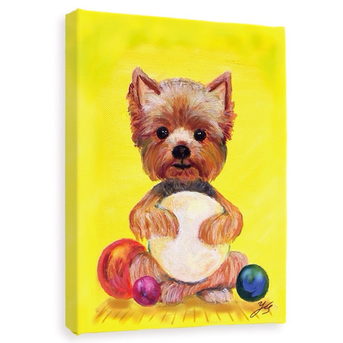 アクリル画 犬 ヨークシャテリア 絵画 青と金 - ヨークシャーテリア犬 No.3】ヨーキー・ペットロス