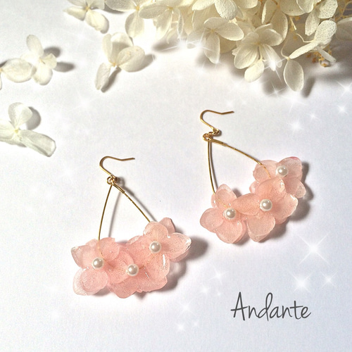 花束のフープピアス(イヤリング)pink ピアス（フープ） SANA 通販 