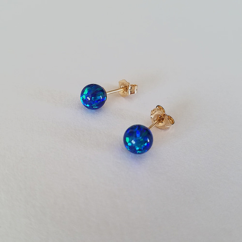 14KGF crystal glass(White Opal) pierces | naotjewelry 身に
