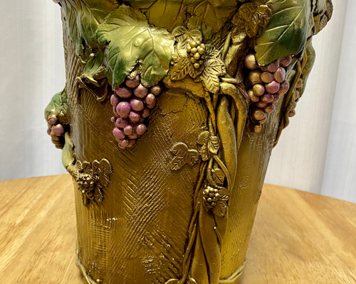 紙粘土で葡萄をデザインした鉢カバー 一輪挿し・花瓶・花器 Yukiko