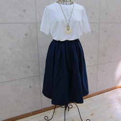 【受注製作】インディゴ染めのタックギャザースカート 2枚目の画像