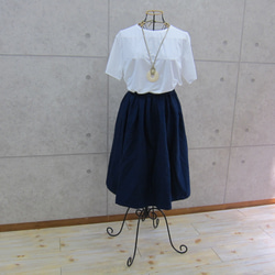 【受注製作】インディゴ染めのタックギャザースカート 3枚目の画像