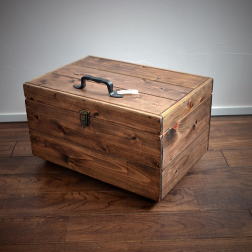 大きなひのきのトランクBOX（キャスター付き）ツイストアイアン取手