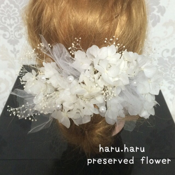 NO.59 可憐な花嫁様のヘッドドレス…     純白髪飾りset   ボリュームタイプ18点set 1枚目の画像