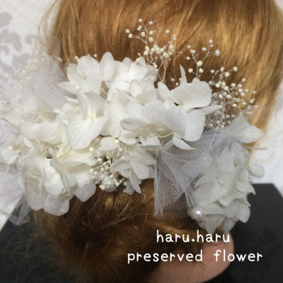 NO.59 可憐な花嫁様のヘッドドレス…     純白髪飾りset   ボリュームタイプ18点set 2枚目の画像