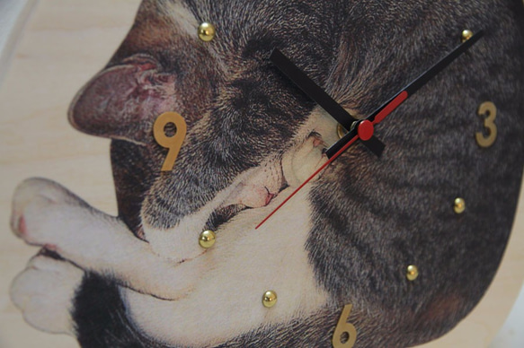 kiji猫 ウッド時計『眠り猫』 2枚目の画像