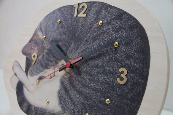 kiji猫 ウッド時計『眠り猫』 3枚目の画像