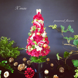 X'mas tree ・【情熱レッド】プリザーブド・アーティフィシャル・真っ赤な可愛いクリスマスツリー☆受注生産☆ 3枚目の画像