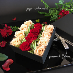 flower box☆ 女性が大好きな薔薇の詰合せ♪ プリザーブドフラワー♪ ピンク&レッド☆ 1枚目の画像