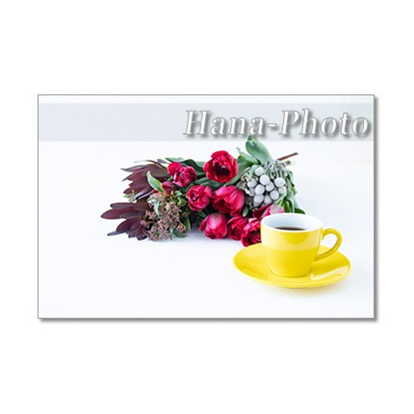 1446) 花とカラフルなコーヒーカップ   ポストカード5枚組 2枚目の画像