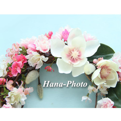 038) マグノリアと桜の春リース　Sold　 2枚目の画像