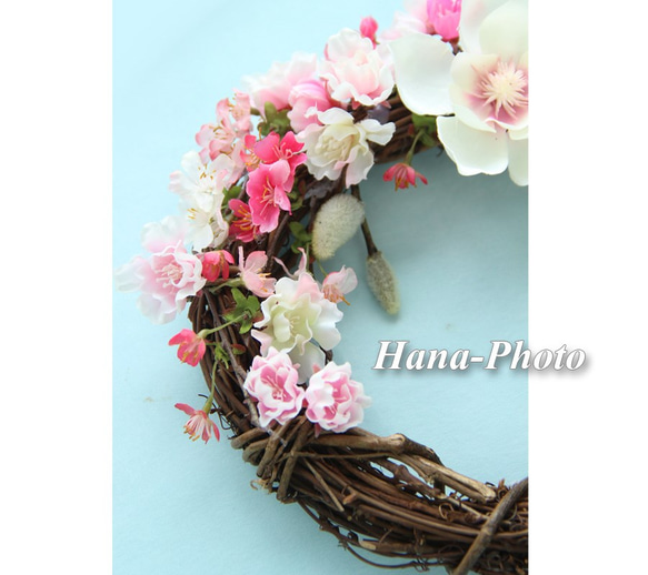 038) マグノリアと桜の春リース　Sold　 4枚目の画像