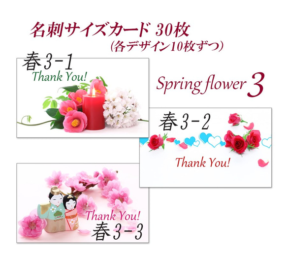 003)   春の花 3　  名刺サイズサンキューカード   30枚 2枚目の画像