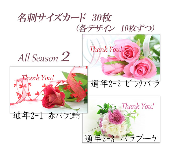 005)  ALL SEASON 2 (Rose)　  名刺サイズサンキューカード   30枚 2枚目の画像