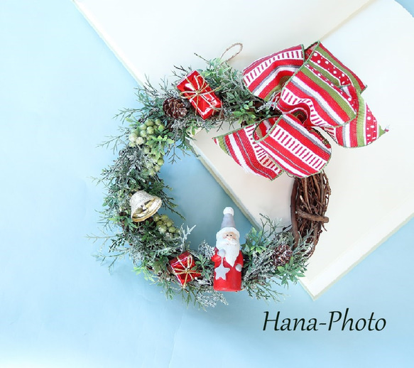 サンタクロースのいる森のクリスマスリース リース台：20㎝ (172