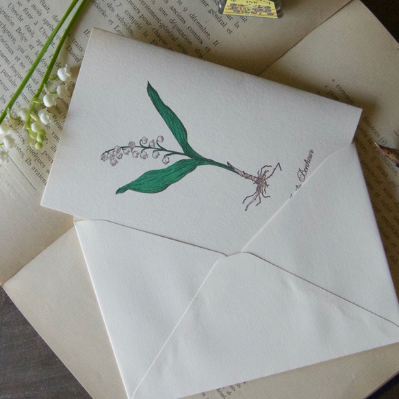 【花のグリーティングカード】スズラン/カード1枚＋封筒1枚/活版印刷 2枚目の画像