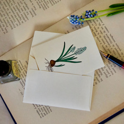 【小さい花のメッセージカード】ムスカリ/カード1枚+封筒1枚/活版印刷 2枚目の画像