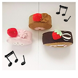 再販２！フェルトままごと☆可愛いロールケーキ３個セット♪ケーキ屋さんごっこ遊び♪ 4枚目の画像