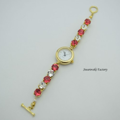 スワロフスキーブレスレットウォッチ ピンク 2 腕時計 Swarovski