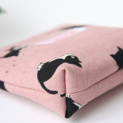 ●ハンドメイド●ハチワレ猫ちゃんのミニポーチ　渋ピンク 3枚目の画像
