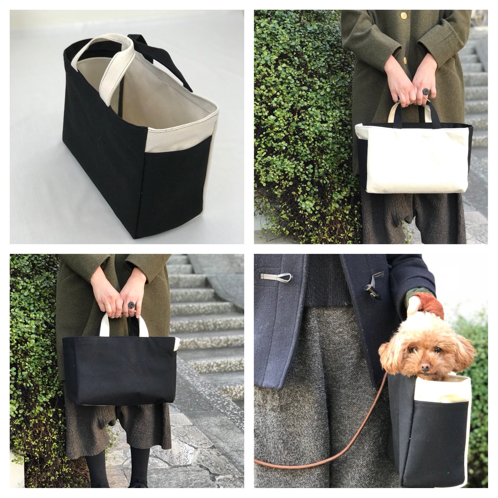 モノトーン　８号帆布のトートバッグ