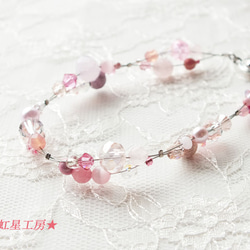 桜色☆50種ビーズのピンクブレスレット(金具色シルバー) 3枚目の画像