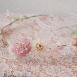 ふんわりピンクのドライフラワー花冠【大人用】 3枚目の画像