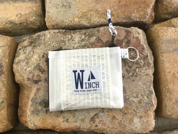 お財布　ミニ【W-430】ヨット　セイルバッグ　ハンドメイドバッグ　ウィンチ　 1枚目の画像