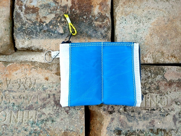 沈まない財布【W-447】セイルバッグ　ヨット　ハンドメイドバッグ　浮く財布　財布 2枚目の画像