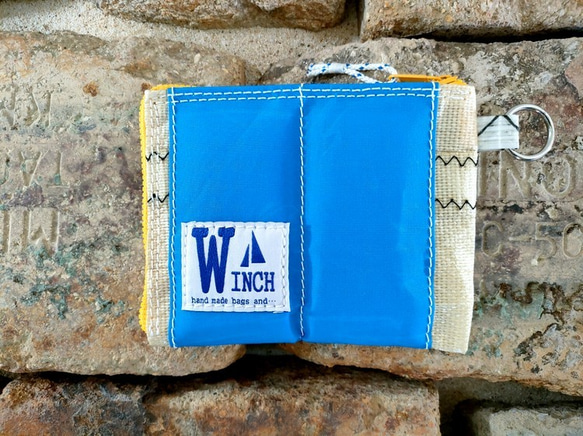 沈まない財布【W-448】セイルバッグ　ヨット　ハンドメイドバッグ　浮く財布　財布 1枚目の画像