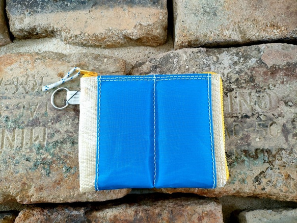 沈まない財布【W-448】セイルバッグ　ヨット　ハンドメイドバッグ　浮く財布　財布 2枚目の画像