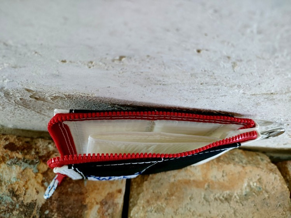 沈まない財布【W-450】セイルバッグ　ヨット　ハンドメイドバッグ　浮く財布　財布 5枚目の画像