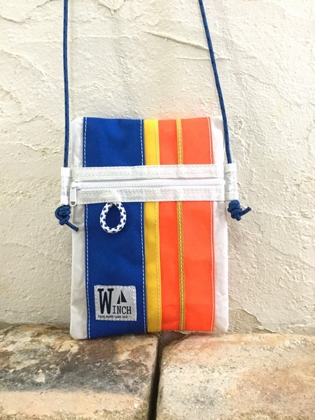 サコッシュ L　W-273　セイルバッグ　ヨット　ハンドメイドバッグ　ウィンチ　帆　海