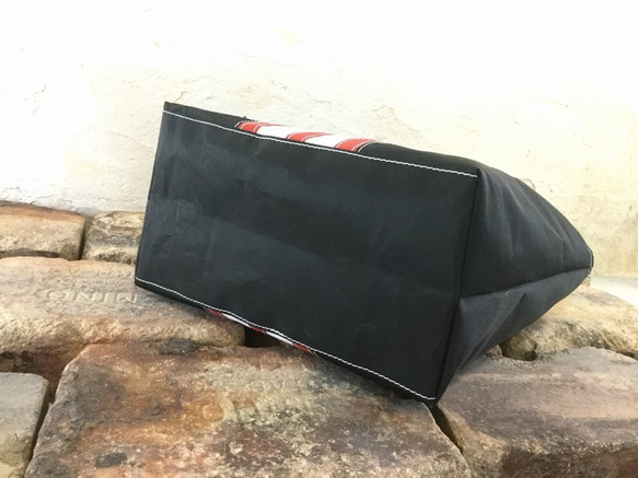 ショッピングバッグ【W-325】ヨット　セイルバッグ　ハンドメイドバッグ　USED　ウィンチ 4枚目の画像