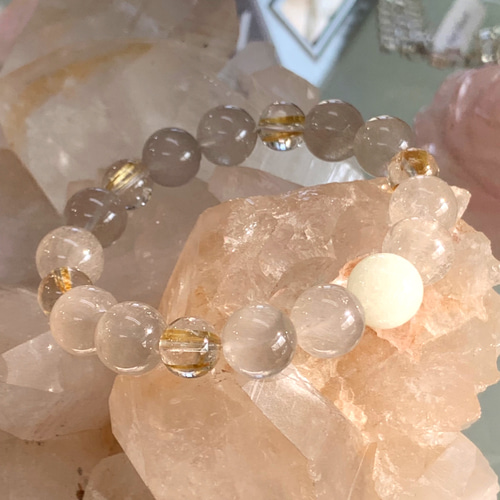 リビアングラス＆ルチルクォーツブレスレット ブレスレット Feel Heart