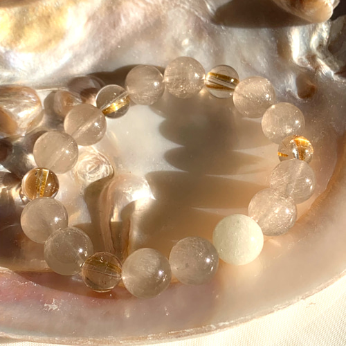 リビアングラス＆ルチルクォーツブレスレット ブレスレット Feel Heart